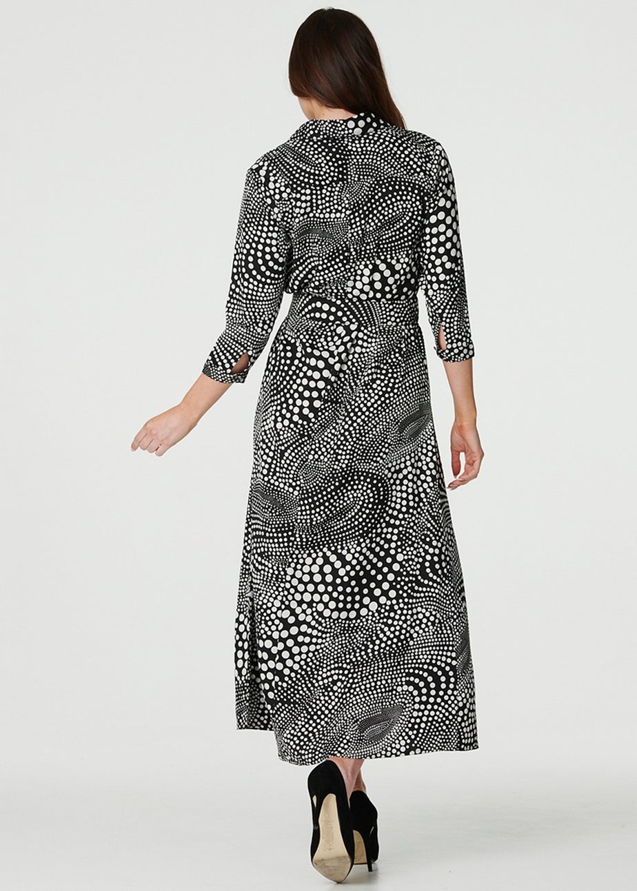 Izabel London Black Dotty Print 3/4 Sleeve Shirt Dress