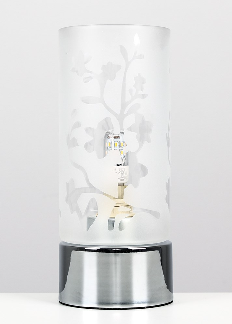 ValueLights Silver Pair of Florette Cylinder Touch Lamps (38cm x 9cm x 9cm)