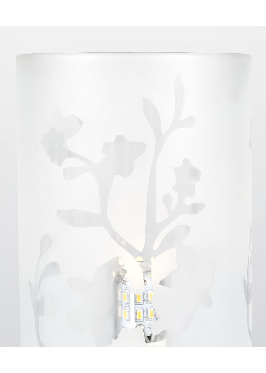 ValueLights Silver Pair of Florette Cylinder Touch Lamps (38cm x 9cm x 9cm)