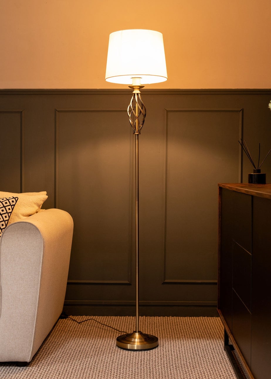 ValueLights Memphis Antique Brass Floor Lamp (151.5cm x 30cm x 30cm)