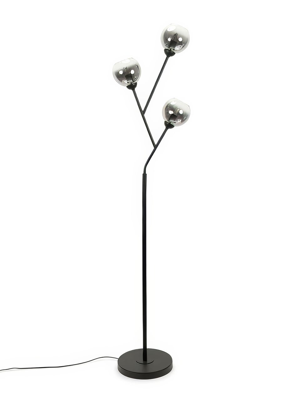 ValueLights Aria 3 Way Smoked Glass Floor Lamp (150cm x 34cm x 25cm)