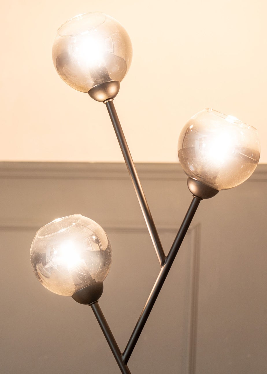 ValueLights Aria 3 Way Smoked Glass Floor Lamp (150cm x 34cm x 25cm)