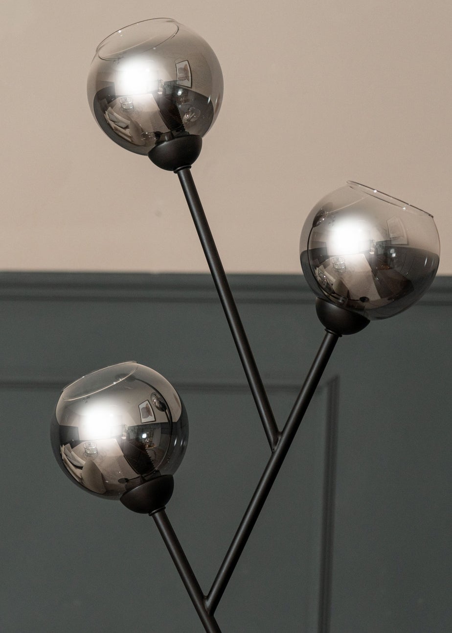 ValueLights Aria 3 Way Smoked Glass Floor Lamp (150cm x 34cm x 25cm)