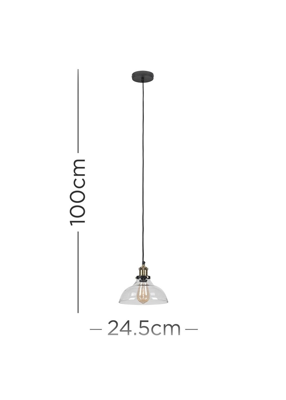 ValueLights Wallace Steampunk Electric Pendant Clear Glass Shade (105.5cm x 24cm x 24cm)