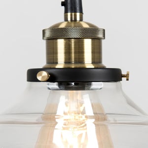 ValueLights Wallace Steampunk Electric Pendant Clear Glass Shade (105.5cm x 24cm x 24cm)