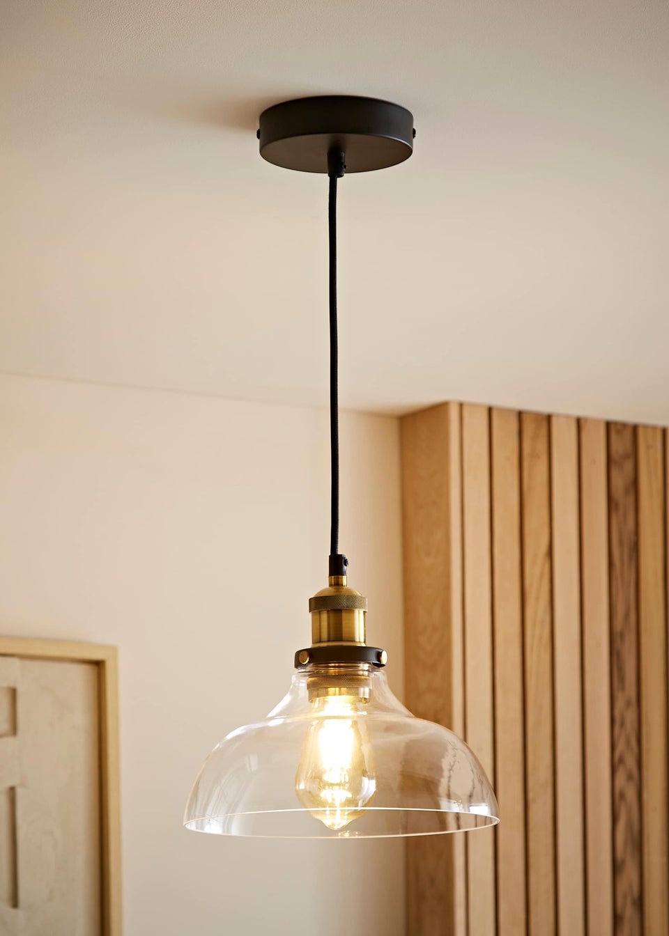 ValueLights Wallace Steampunk Electric Pendant Clear Glass Shade (105.5cm x 24cm x 24cm)