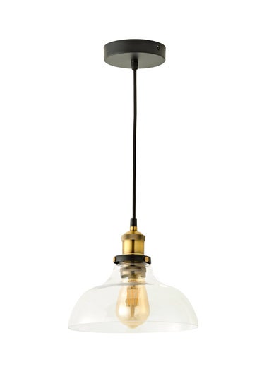 ValueLights Wallace Steampunk Electric Pendant Clear Glass Shade (105.5cm x 24cm x 24cm)