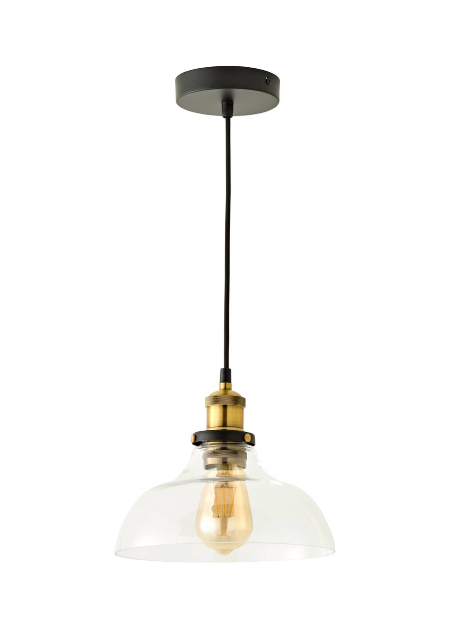 ValueLights Wallace Steampunk Electric Pendant Clear Glass Shade (105.5cm x 24cm x 24cm)