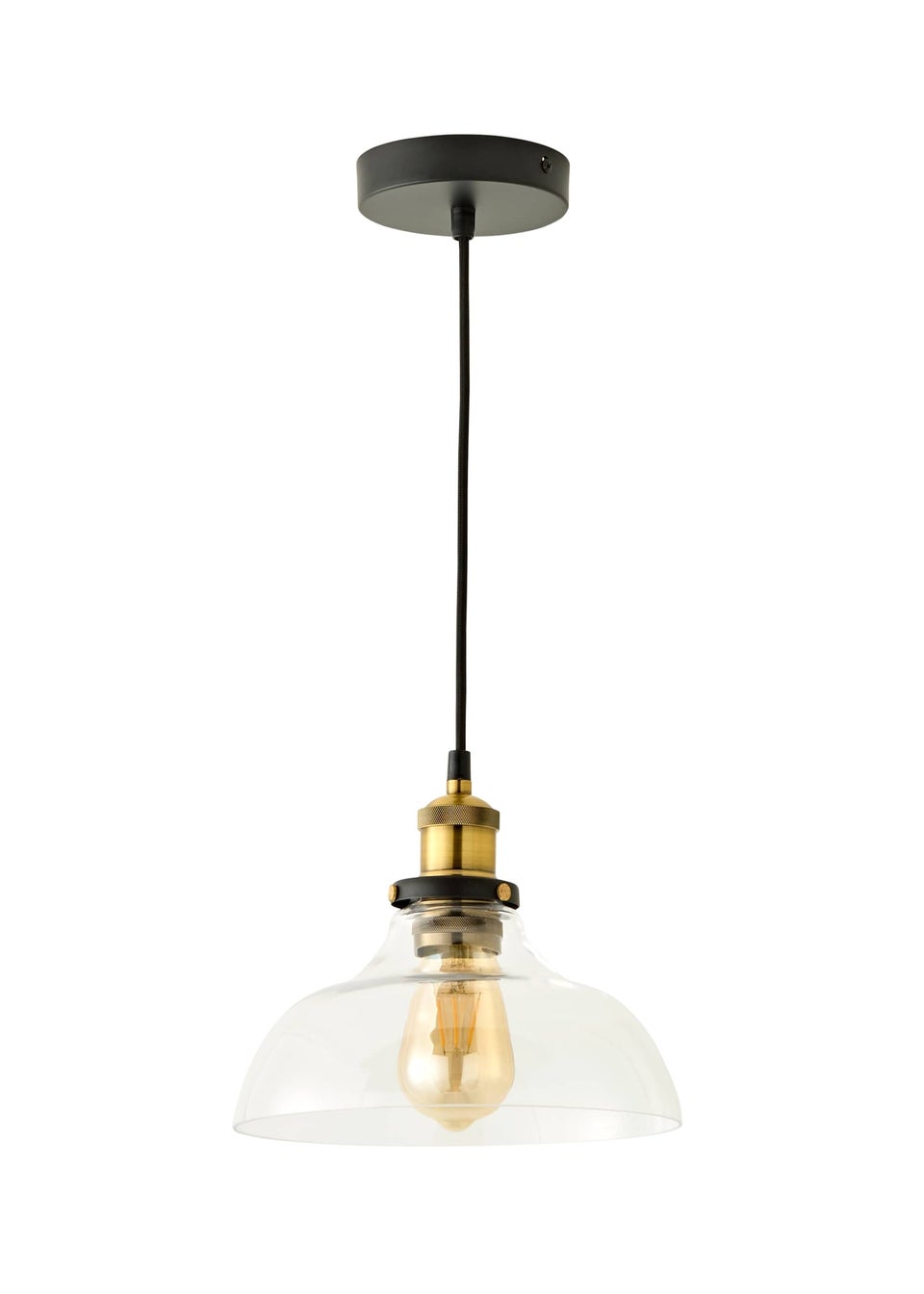 ValueLights Wallace Steampunk Electric Pendant Clear Glass Shade (105.5cm x 24cm x 24cm)