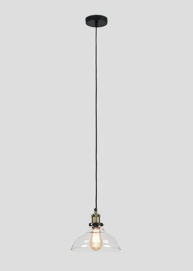 ValueLights Wallace Steampunk Electric Pendant Clear Glass Shade (105.5cm x 24cm x 24cm)