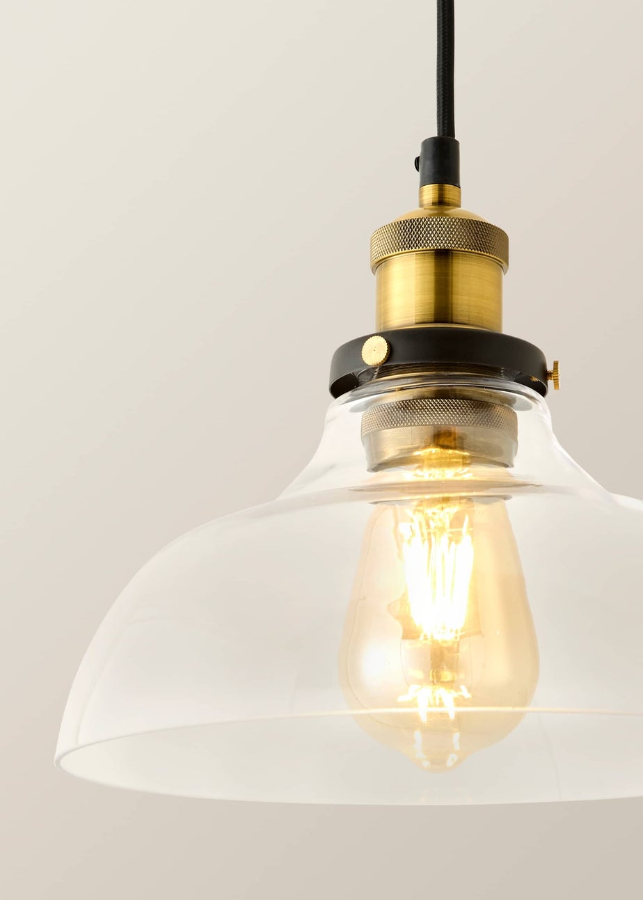 ValueLights Wallace Steampunk Electric Pendant Clear Glass Shade (105.5cm x 24cm x 24cm)