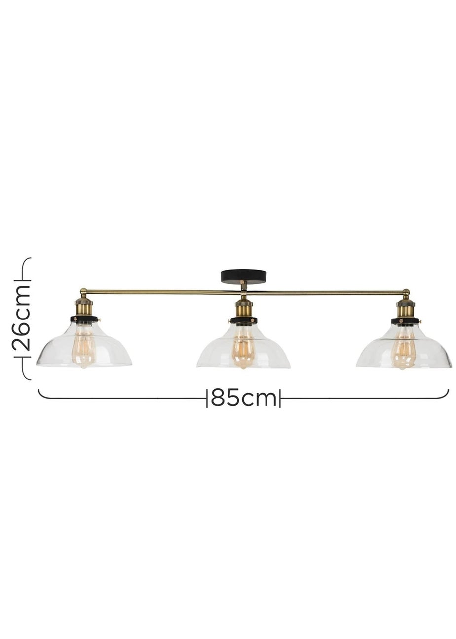 ValueLights Wallace Steampunk 3 Way Bar Ceiling Light Fitting