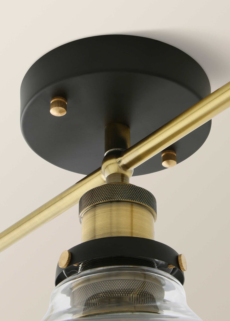 ValueLights Wallace Steampunk 3 Way Bar Ceiling Light Fitting