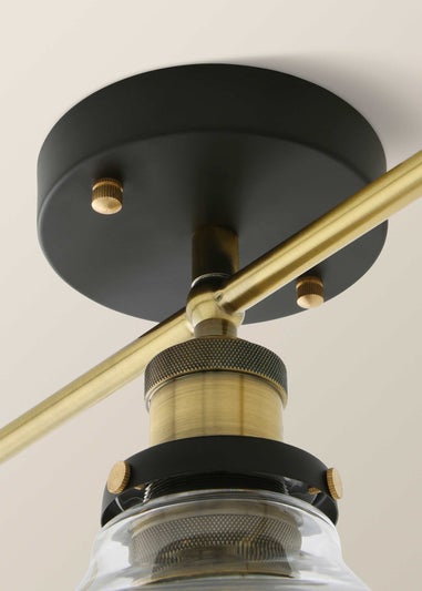 ValueLights Wallace Steampunk 3 Way Bar Ceiling Light Fitting