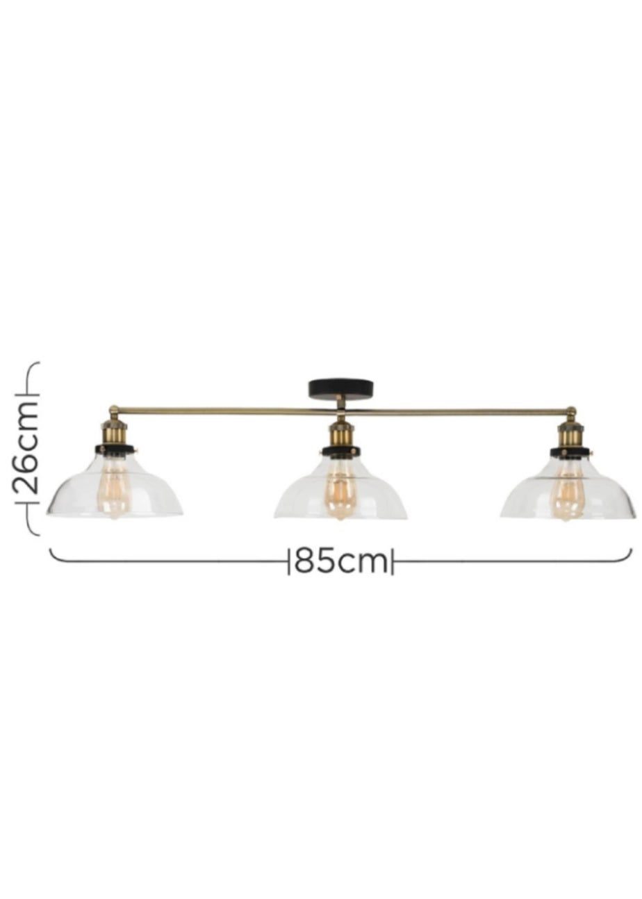 ValueLights Wallace Steampunk 3 Way Bar Ceiling Light Fitting