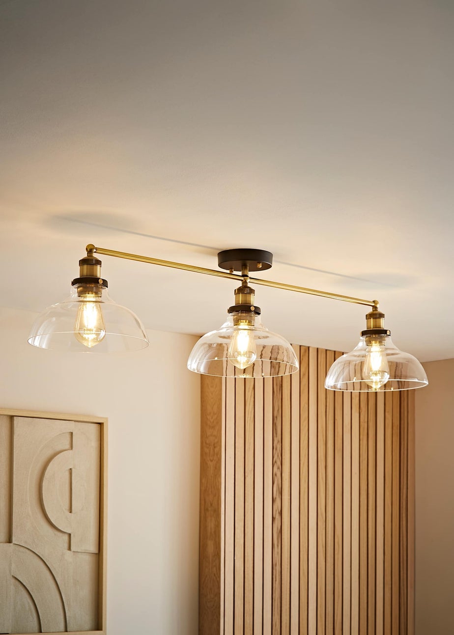 ValueLights Wallace Steampunk 3 Way Bar Ceiling Light Fitting