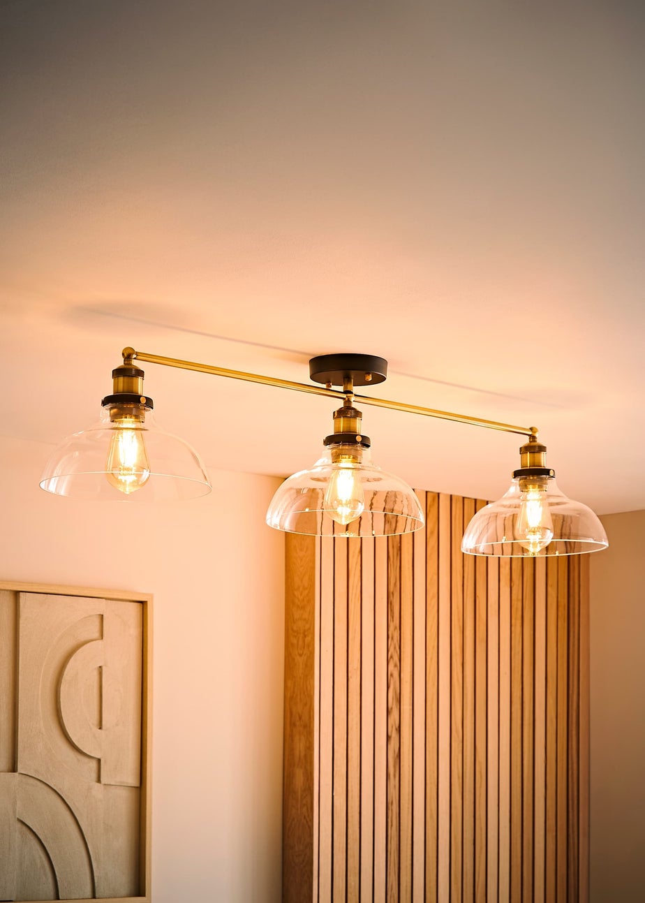 ValueLights Wallace Steampunk 3 Way Bar Ceiling Light Fitting