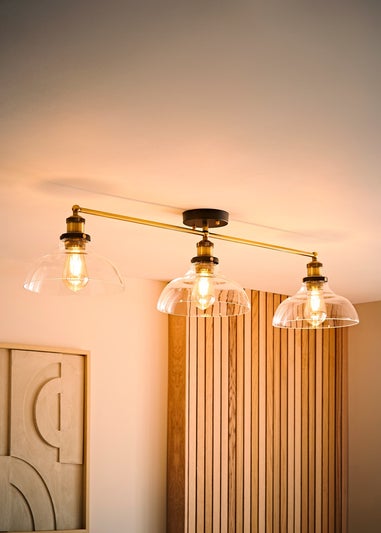 ValueLights Wallace Steampunk 3 Way Bar Ceiling Light Fitting