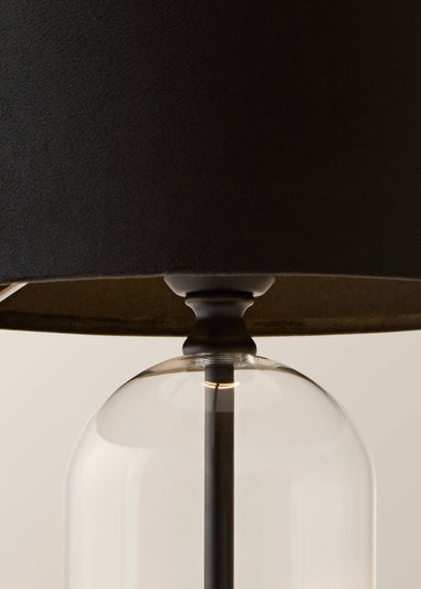 ValueLights Jessy Glass Table Lamp Black Velvet Shade (41cm x 25cm)