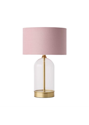 ValueLights Jessy Glass Table Lamp Blush Pink Shade (41cm x 25cm)