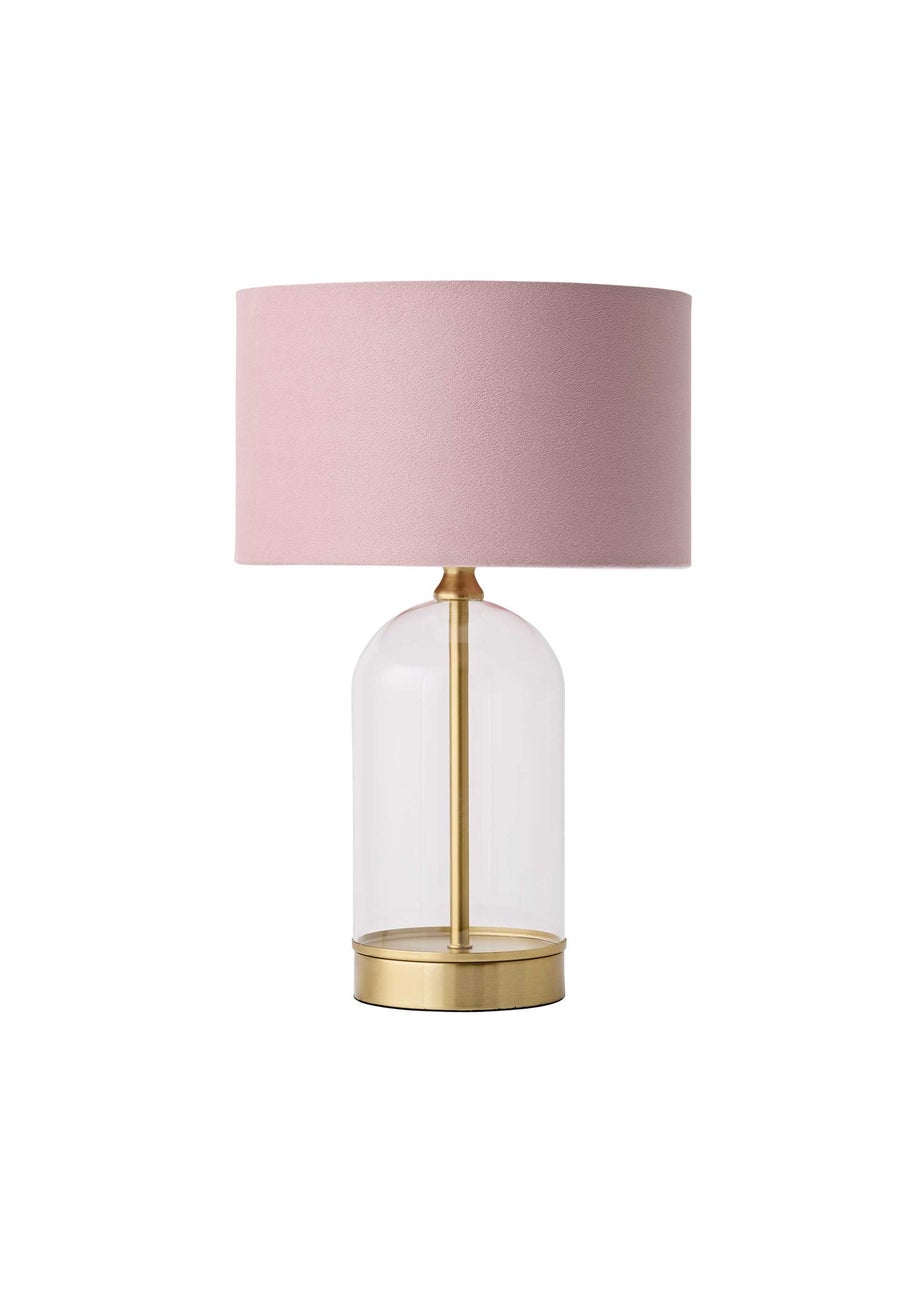 ValueLights Jessy Glass Table Lamp Blush Pink Shade (41cm x 25cm)