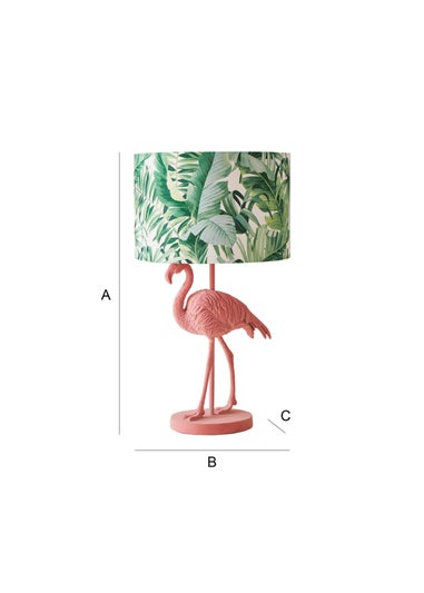 ValueLights Flo Pink Velvet Flamingo Table Lamp (53cm x 30cm x 30cm)