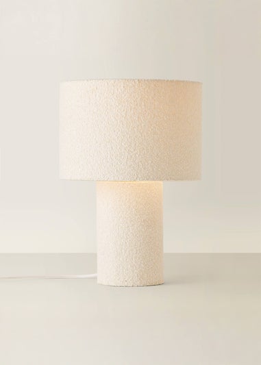 ValueLights Ash Natural Boucle Table Lamp (32cm x 22cm x 22cm)