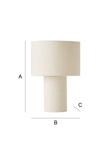 ValueLights Ash Natural Boucle Table Lamp (32cm x 22cm x 22cm)