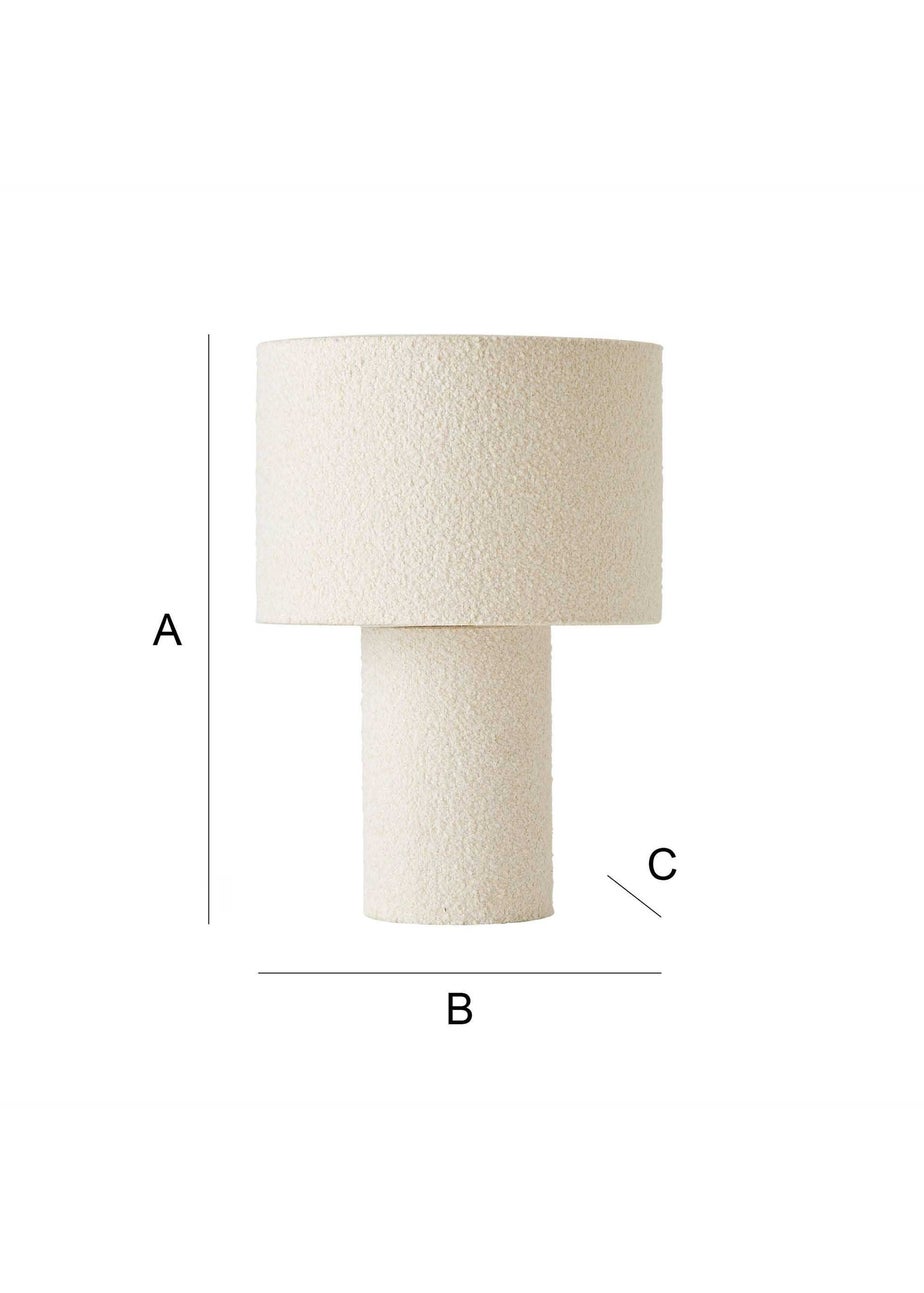 ValueLights Ash Natural Boucle Table Lamp (32cm x 22cm x 22cm)