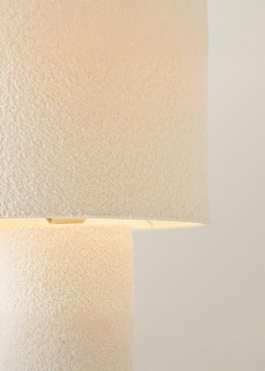 ValueLights Ash Natural Boucle Table Lamp (32cm x 22cm x 22cm)