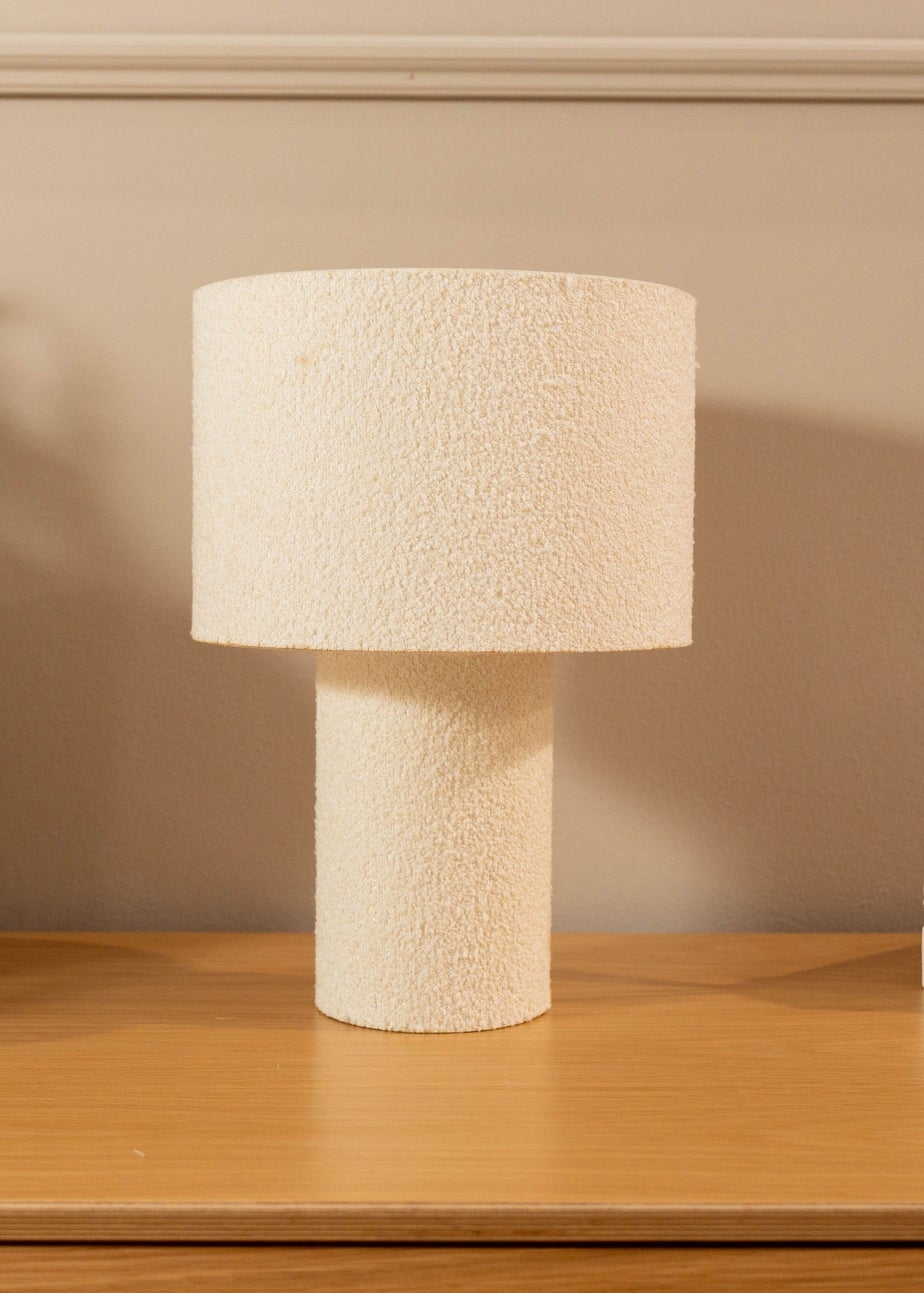 ValueLights Ash Natural Boucle Table Lamp (32cm x 22cm x 22cm)