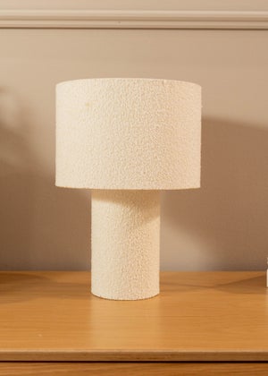 ValueLights Ash Natural Boucle Table Lamp (32cm x 22cm x 22cm)