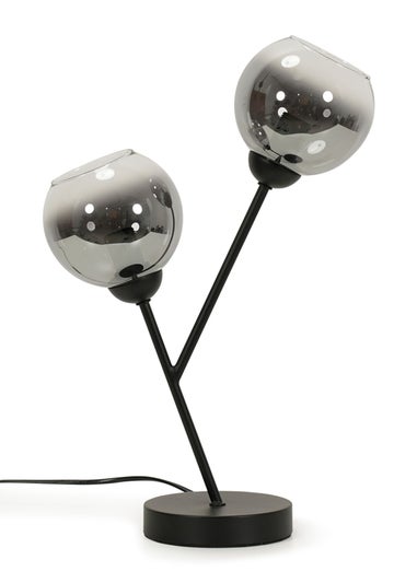 ValueLights Aria 2 Way Smoked Glass Table Lamp (43cm x 28cm x 13cm)