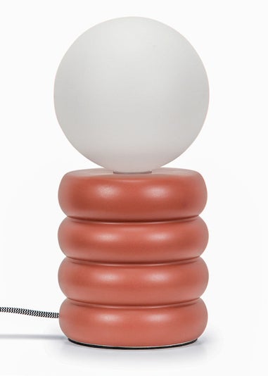 ValueLights Red Rix Rust Ceramic Table Lamp (31.5cm x 14.5cm x 14.5cm)