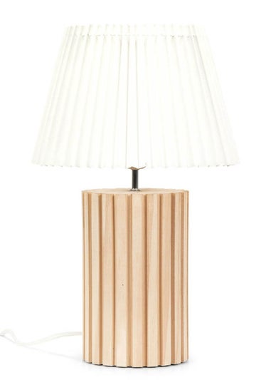 ValueLights Natural Brooke Wooden Table Lamp (43cm x 28cm x 28cm)
