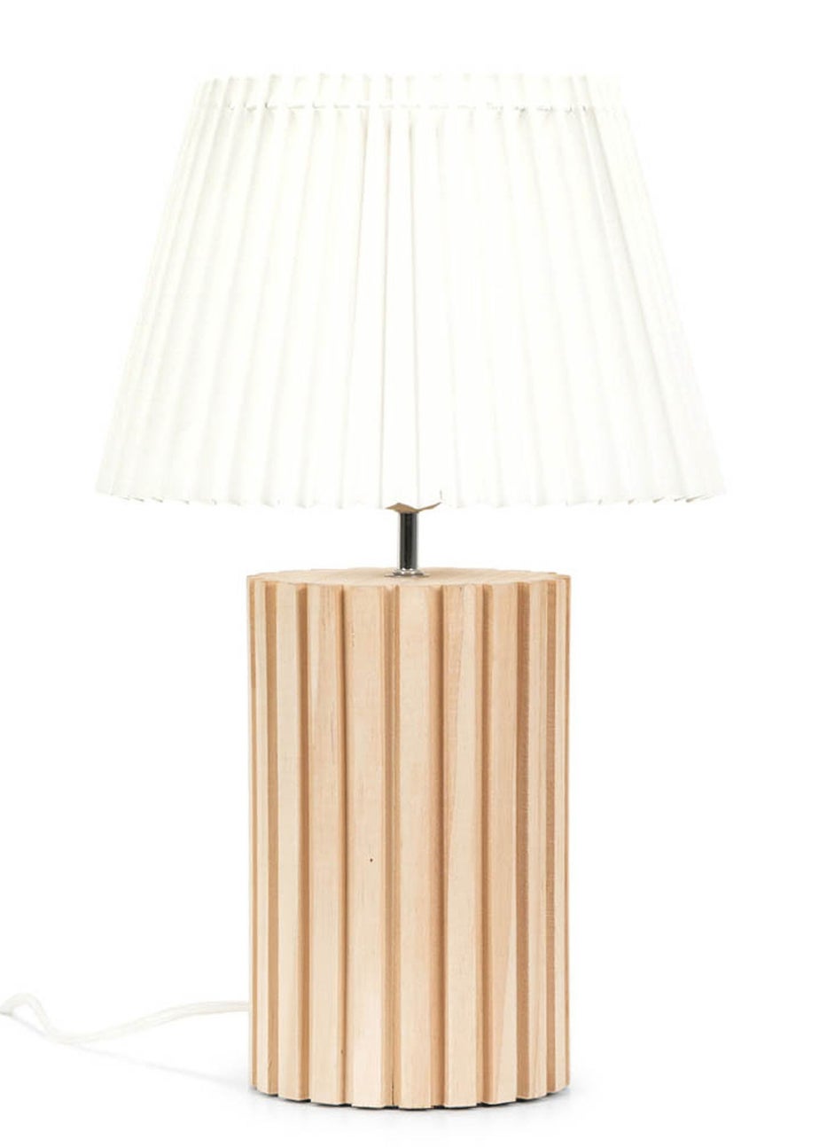 ValueLights Natural Brooke Wooden Table Lamp (43cm x 28cm x 28cm)