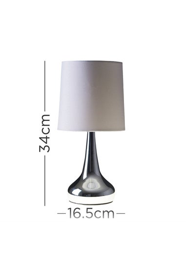 ValueLights Pair Of Chrome Teardrop Table Lamps Grey Shades (34cm x 16cm x 16cm)