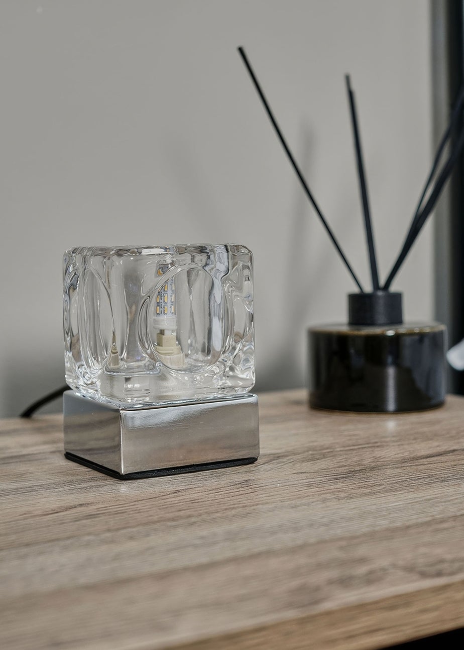 ValueLights Pair Of Ice Cube Touch Table Lamps (20cm x 7cm x 7cm)
