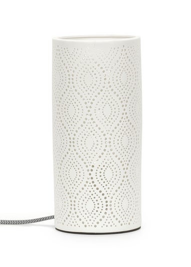 ValueLights Dahlia White Porcelain Table Lamp (24cm x 11cm x 11cm)