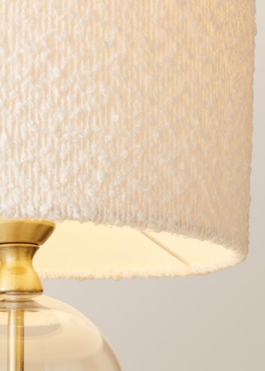 ValueLights Jessy Gold Glass Table Lamp Cream Boucle Shade (41cm x 25cm)
