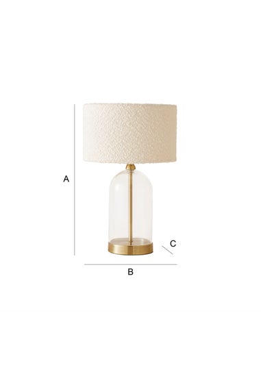 ValueLights Jessy Gold Glass Table Lamp Cream Boucle Shade (41cm x 25cm)