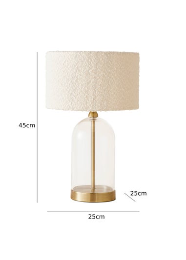 ValueLights Jessy Gold Glass Table Lamp Cream Boucle Shade (41cm x 25cm)