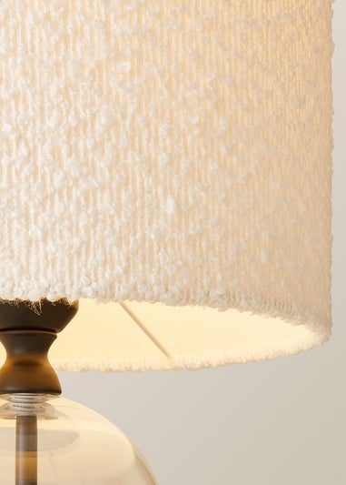 ValueLights Jessy Black Glass Table Lamp Cream Boucle Shade (41cm x 25cm)