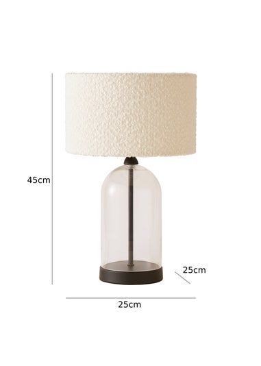 ValueLights Jessy Black Glass Table Lamp Cream Boucle Shade (41cm x 25cm)