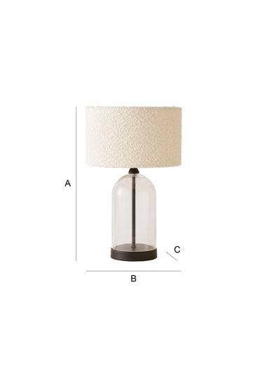 ValueLights Jessy Black Glass Table Lamp Cream Boucle Shade (41cm x 25cm)