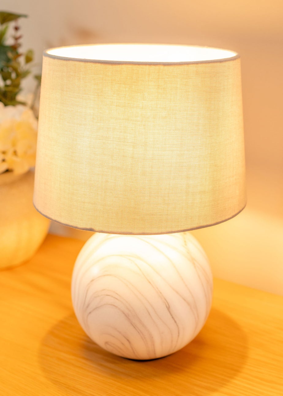 ValueLights Grey Connie Marble Effect Ceramic Table Lamp (34cm x 23cm x 23cm)