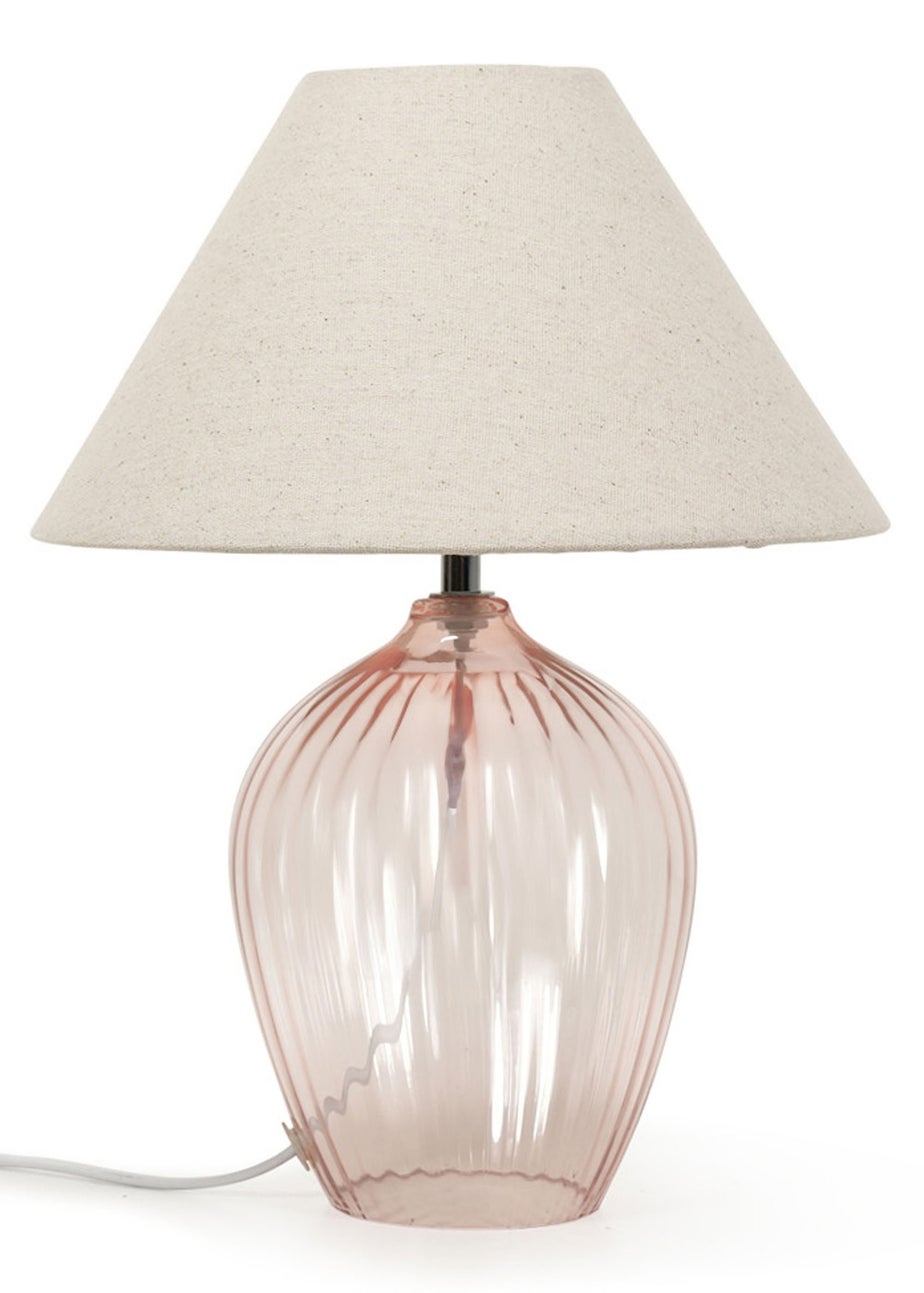 ValueLights Olivet Pink Glass Table Lamp (34cm x 25cm x 25cm)