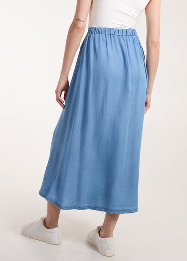 Blue Vanilla Blue Button Front Midi Skirt