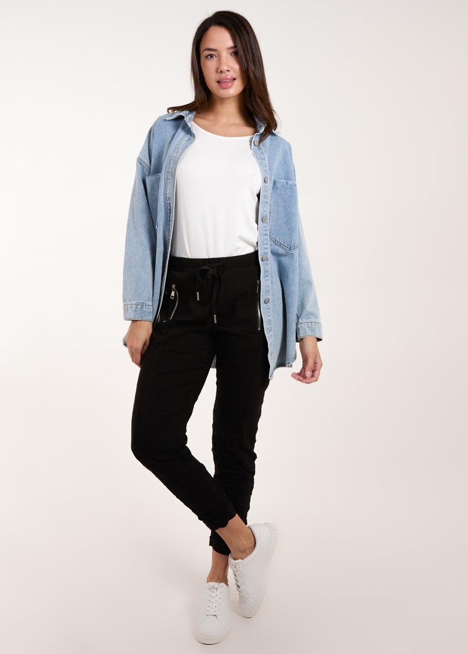 Blue Vanilla Black Zip Drawstring Trousers