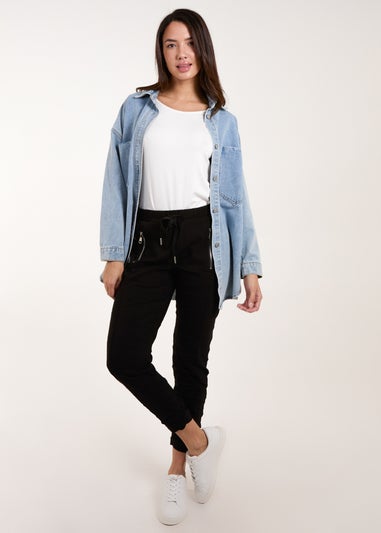 Blue Vanilla Black Zip Drawstring Trousers